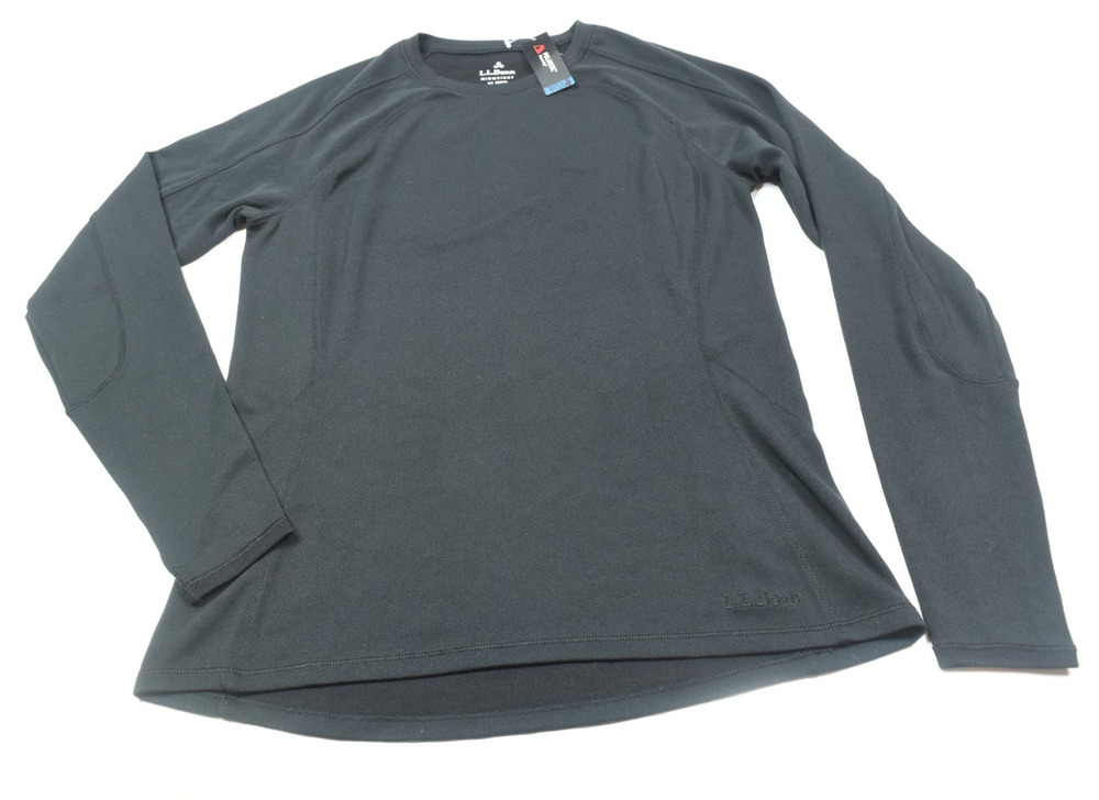 LL Bean Midweight Thermal Base Layer Top Womens Medium Black Long Sleeve Hiking